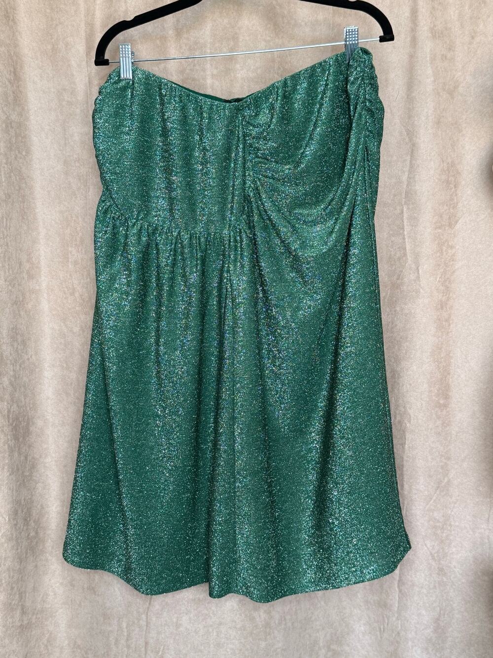 Unique Vintage Dark Green Metallic Shimmer Wiggle Skirt 1X NWOT
